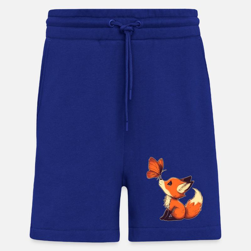 Renard avec papillon - Short bio décontracté fabriqué en UE - Iconic Blue