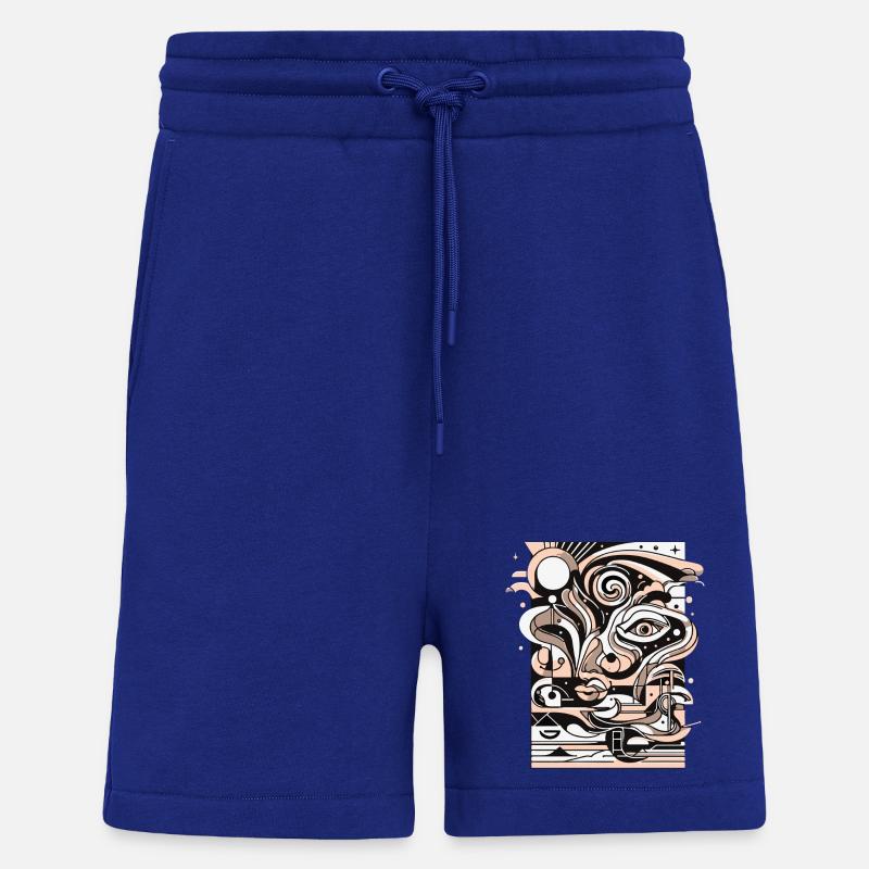 Surreal Line Face Pattern - Shorts - made by SPREAD - Iconic Blue