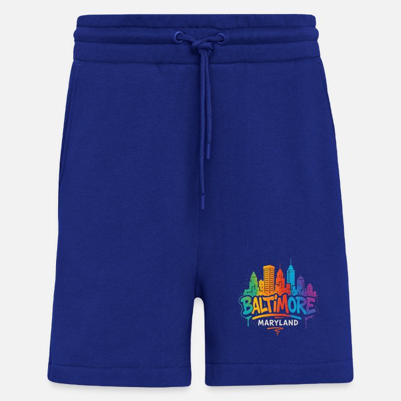 Baltimore Skyline Graffiti - Shorts - made by SPREAD - Iconic Blue