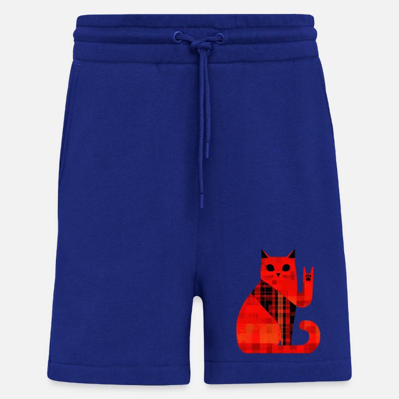 Red Cat Plaid Pattern Modern - Shorts - made by SPREAD - Iconic Blue