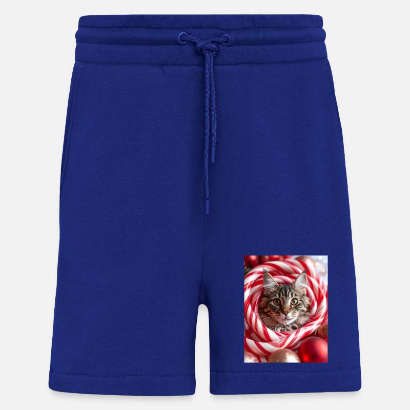 Christmas cat between candy sticks - Shorts - made by SPREAD - Iconic Blue