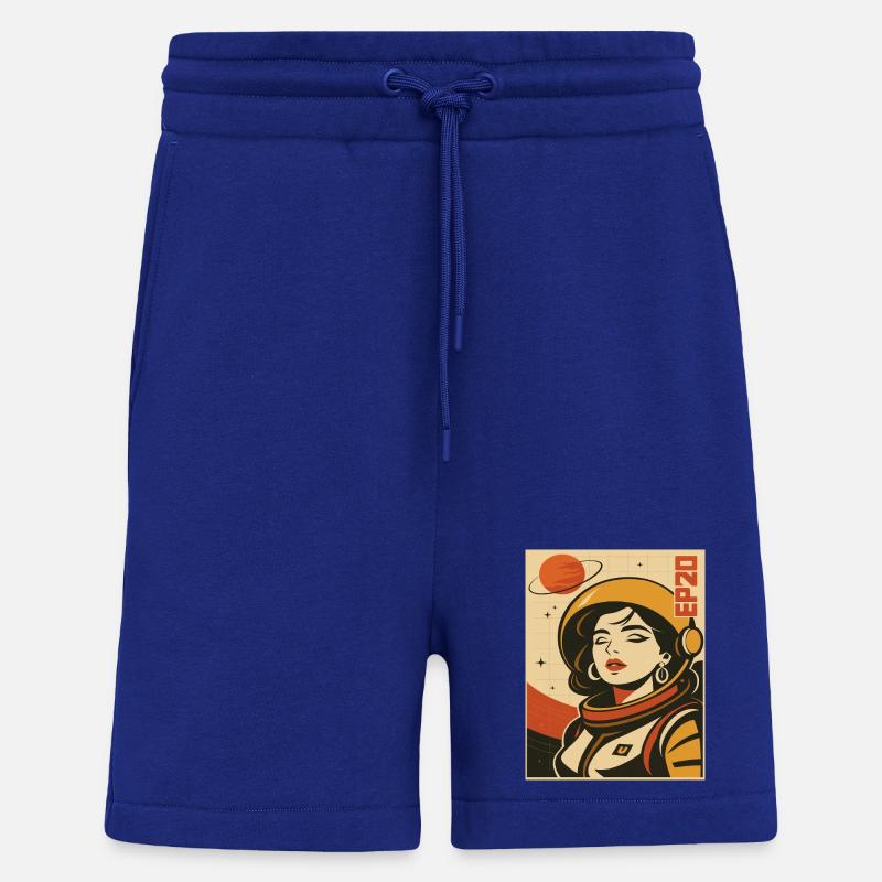 Astronaut Retro Space Comic - Short bio décontracté fabriqué en UE - Iconic Blue