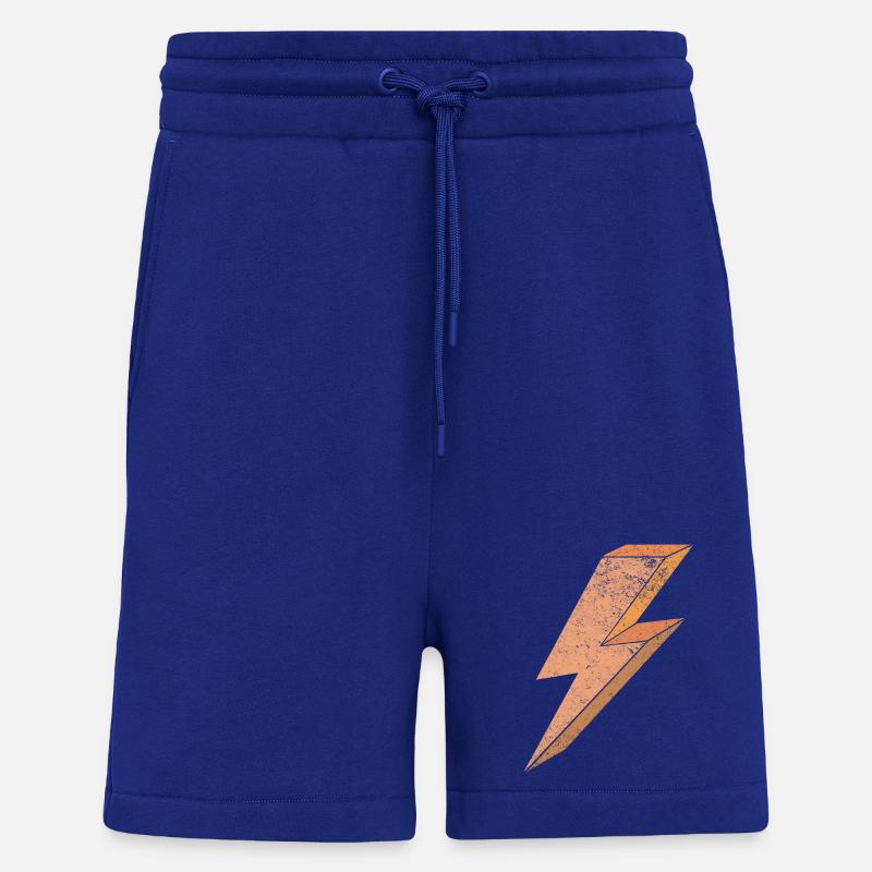 Blitzsymbol in warmem Orange 3D - Shorts - made by SPREAD - Iconic Blue