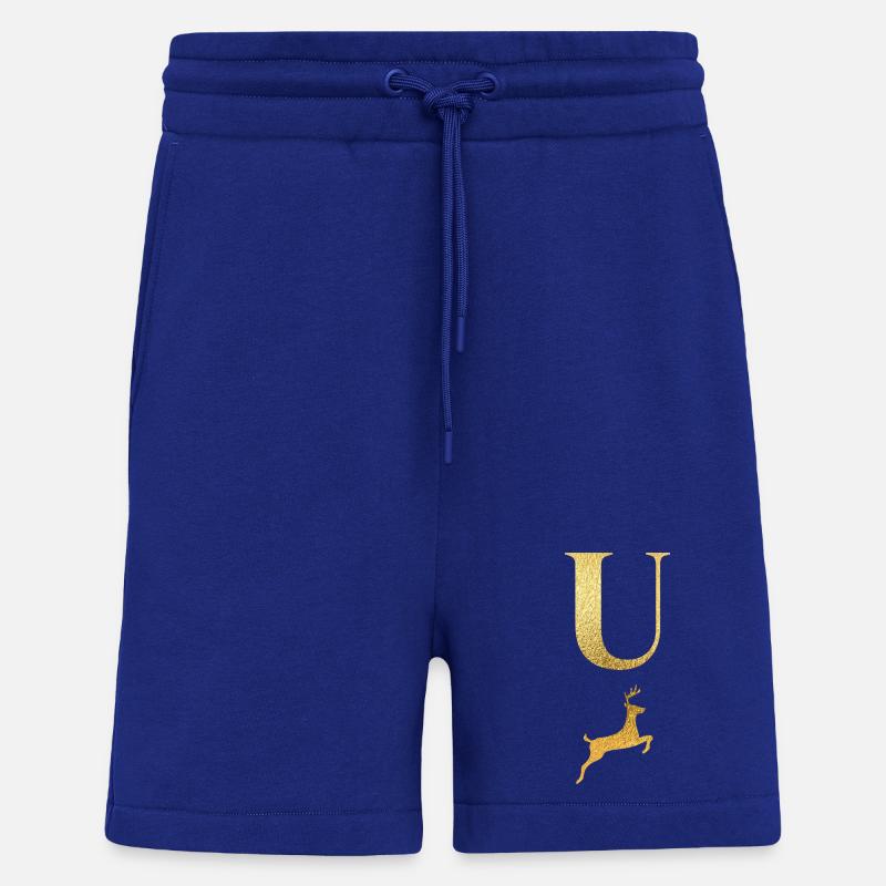 Buchstabe u goldener Hirsch - Geschenkidee - Shorts - made by SPREAD - Iconic Blue