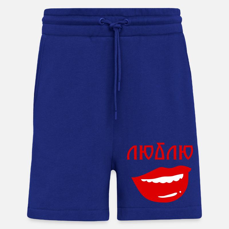 Lips with reverse text design - Shorts - made by SPREAD - Iconic Blue