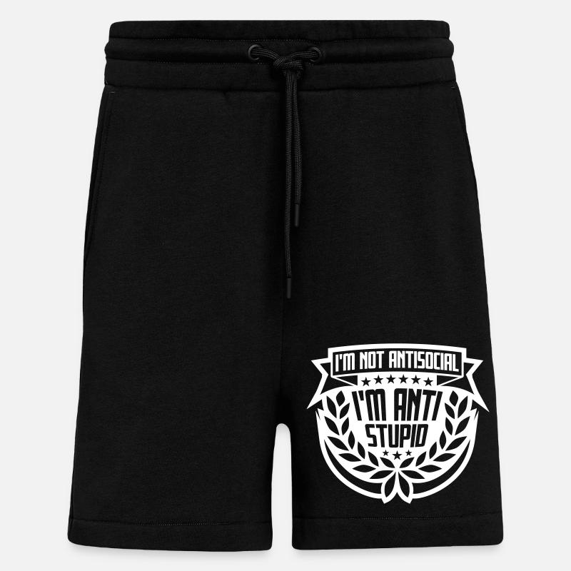 not antisocial anti stupid - Shorts - made by SPREAD - SOLID BLACK