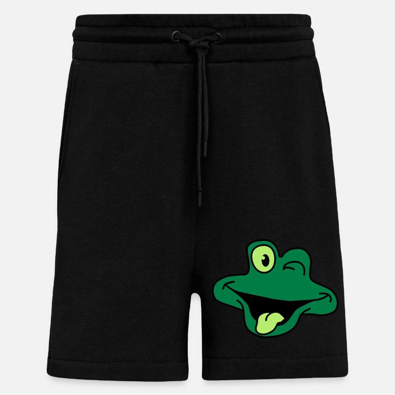 Cheeky Comic Frog Face - Shorts - made by SPREAD - SOLID BLACK