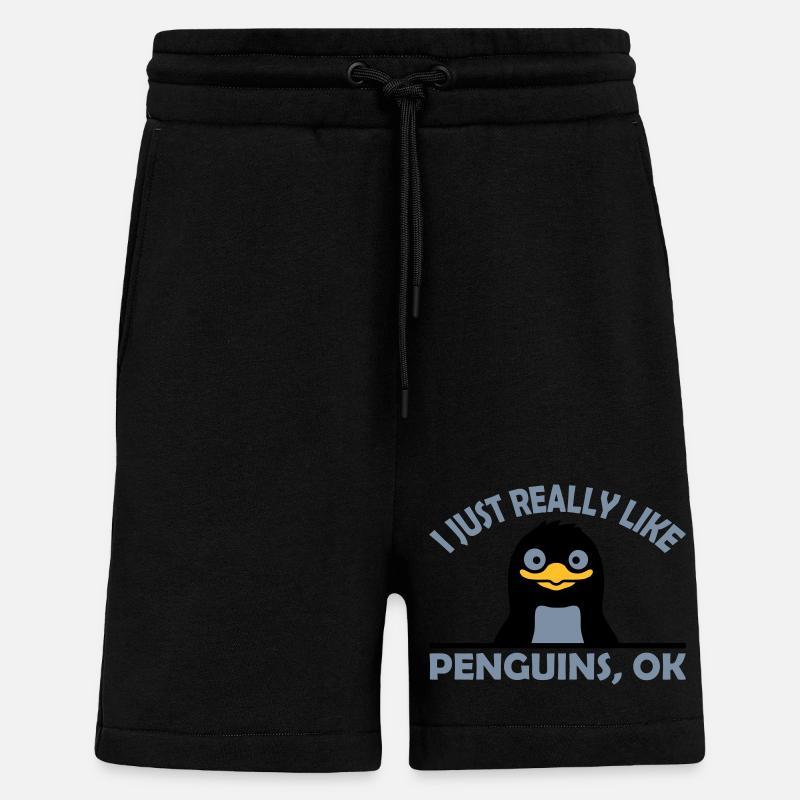 J’aime juste les pingouins - Short bio décontracté fabriqué en UE - SOLID BLACK