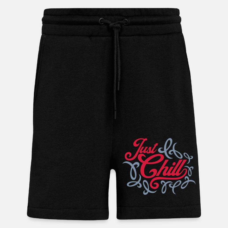 Just Chill Text Logo - Shorts - made by SPREAD - SOLID BLACK