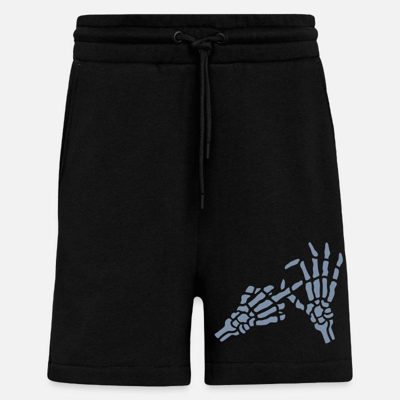 Skeleton Middle Finger Hole Gesture - Shorts - made by SPREAD - SOLID BLACK