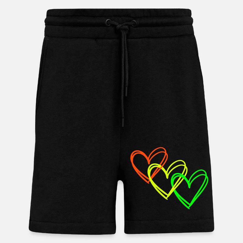Cuori <3 Collana Cuore Amore ♥ - Pantaloncini ecologici casual Made in UE - SOLID BLACK
