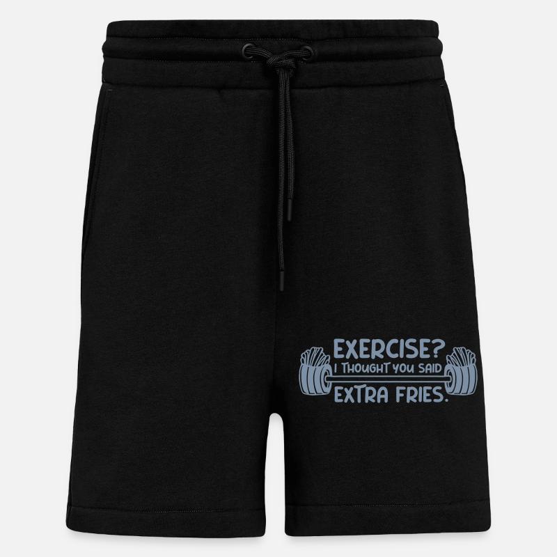 Exercise Extra Fries Zitat - Shorts - made by SPREAD - SOLID BLACK