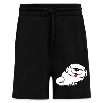 Funny bobtail dog - Shorts - made by SPREAD - SOLID BLACK - Front
