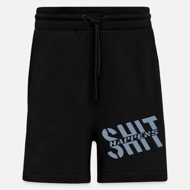 Devise Merde arrive blague - Short bio décontracté fabriqué en UE - SOLID BLACK