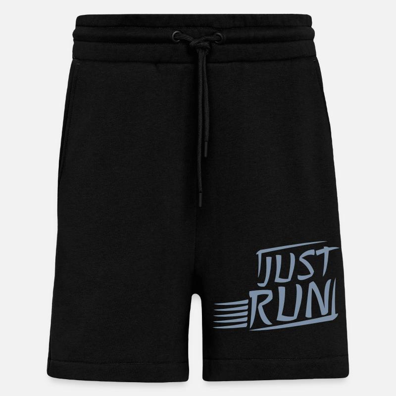 Devise Just Run Design - Short bio décontracté fabriqué en UE - SOLID BLACK