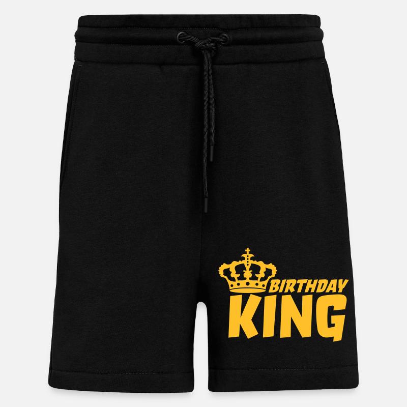 Joyeux anniversaire King Logo - Short bio décontracté fabriqué en UE - SOLID BLACK