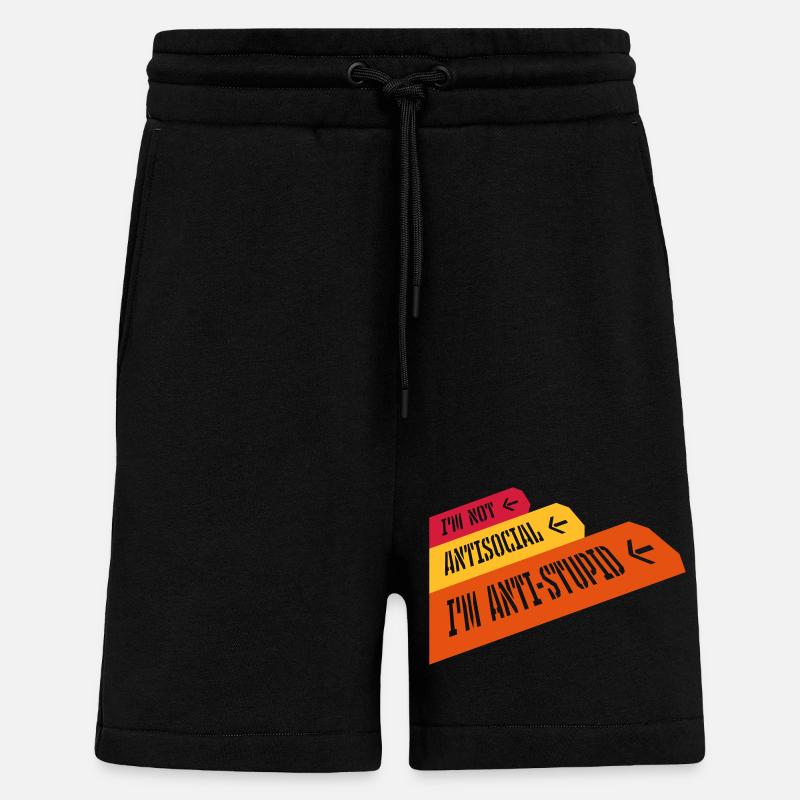 not antisocial anti stupid - Shorts - made by SPREAD - SOLID BLACK