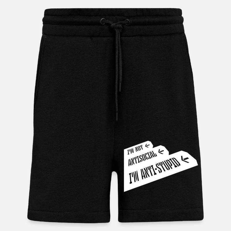not antisocial anti stupid - Shorts - made by SPREAD - SOLID BLACK