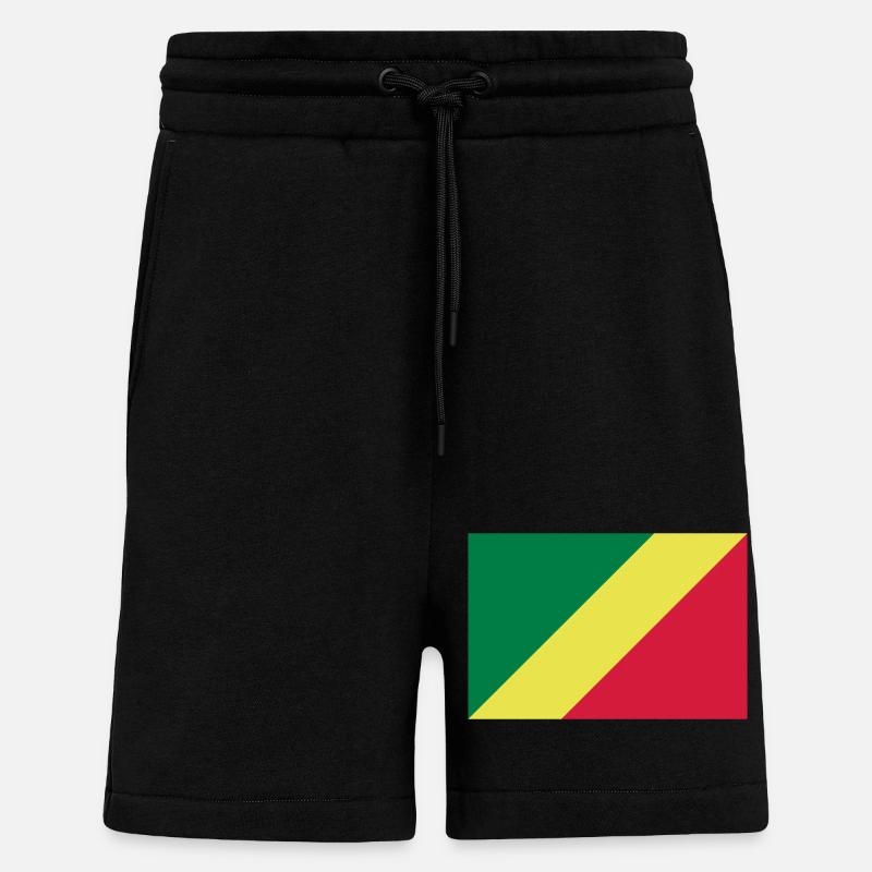 Drapeau Congo / Congo flag - Short bio décontracté fabriqué en UE - SOLID BLACK
