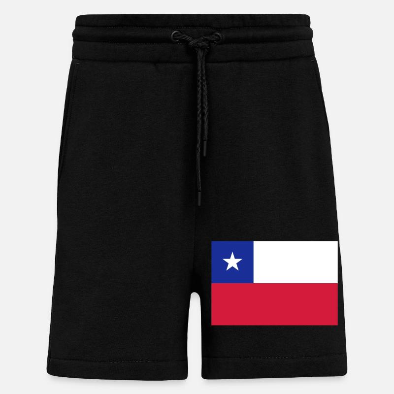 Chili flag / Drapeau Chili - Short bio décontracté fabriqué en UE - SOLID BLACK