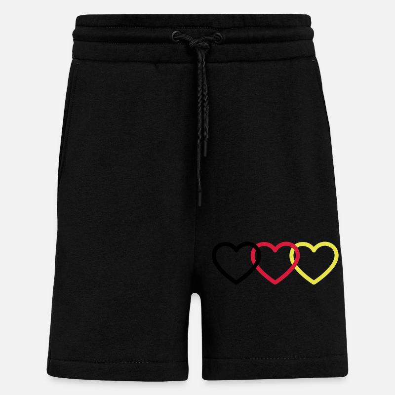 Allemagne Coeurs - Short bio décontracté fabriqué en UE - SOLID BLACK
