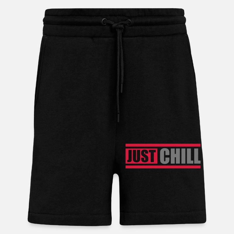 Logo de texte Just Chill - Short bio décontracté fabriqué en UE - SOLID BLACK