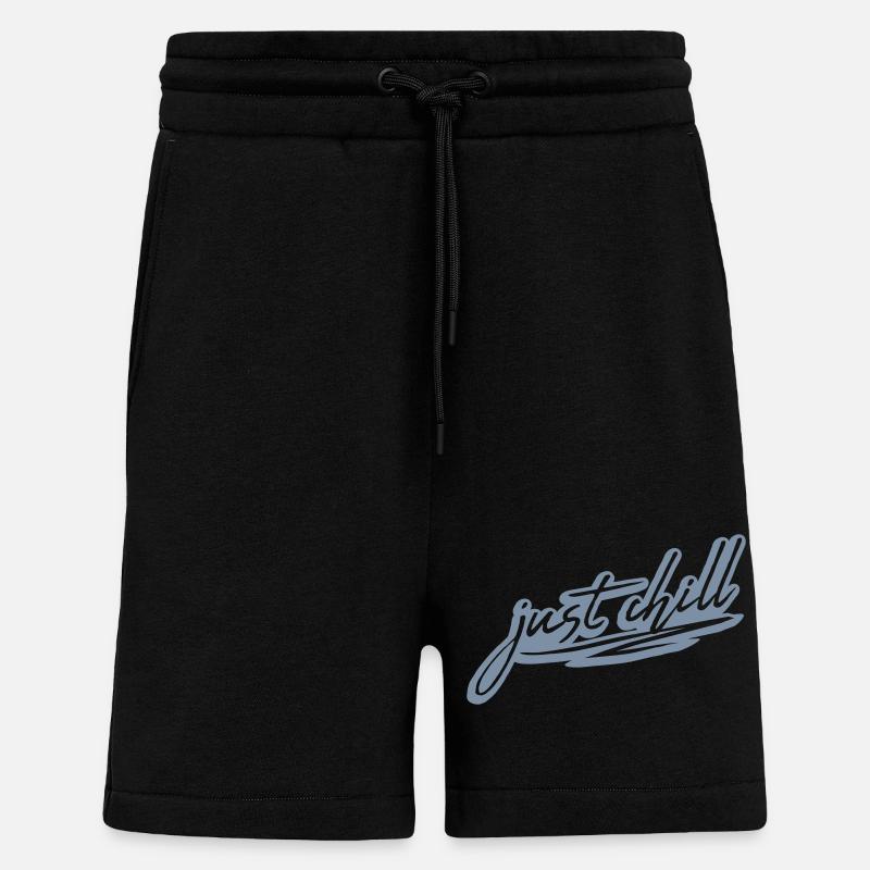 Just Chill Text Logo - Shorts - made by SPREAD - SOLID BLACK