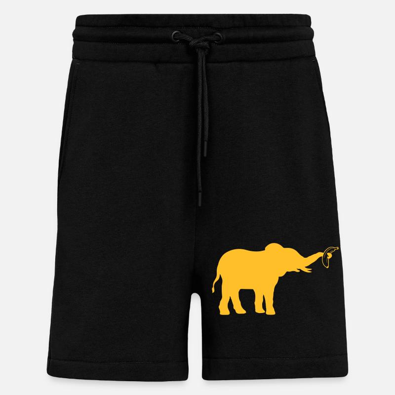 Banane Elephant Silhouette Fruit - Short bio décontracté fabriqué en UE - SOLID BLACK