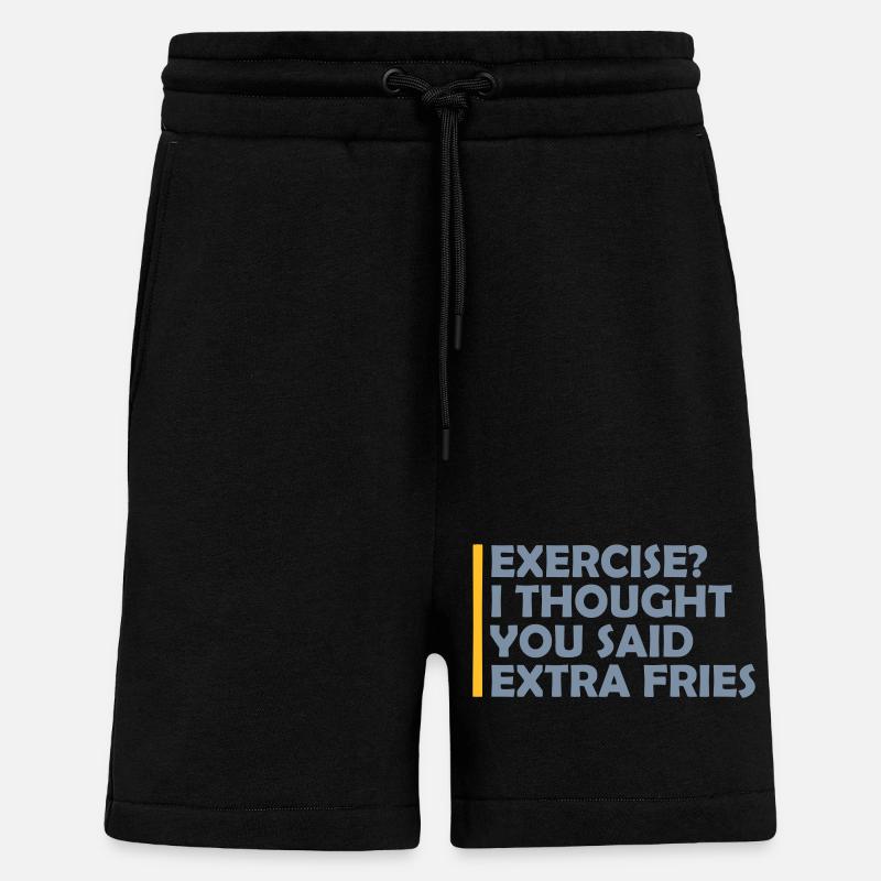 Exercise Extra Fries Quote - Shorts - made by SPREAD - SOLID BLACK