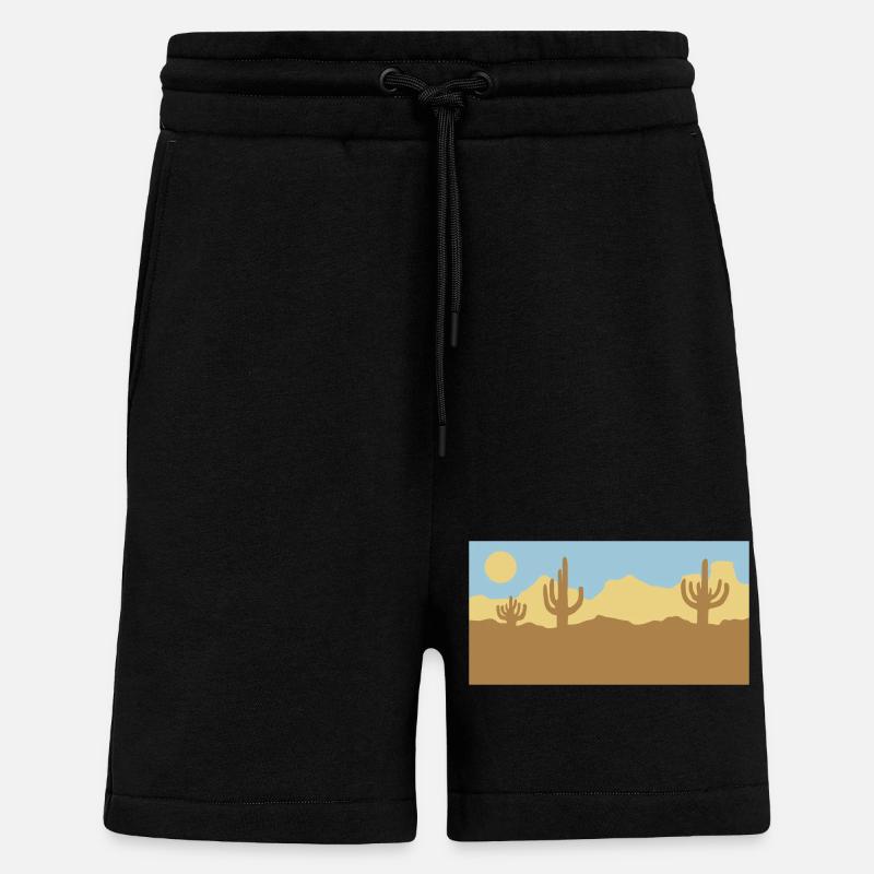 Paysage désertique Silhouette Skyline - Short bio décontracté fabriqué en UE - SOLID BLACK
