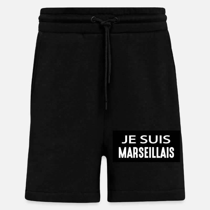 JE SUIS MARSEILLAIS - Short bio décontracté fabriqué en UE - SOLID BLACK
