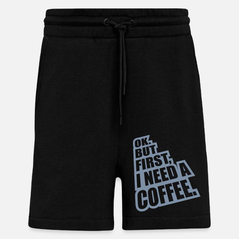 Fist I need Coffee - Shorts - made by SPREAD - SOLID BLACK