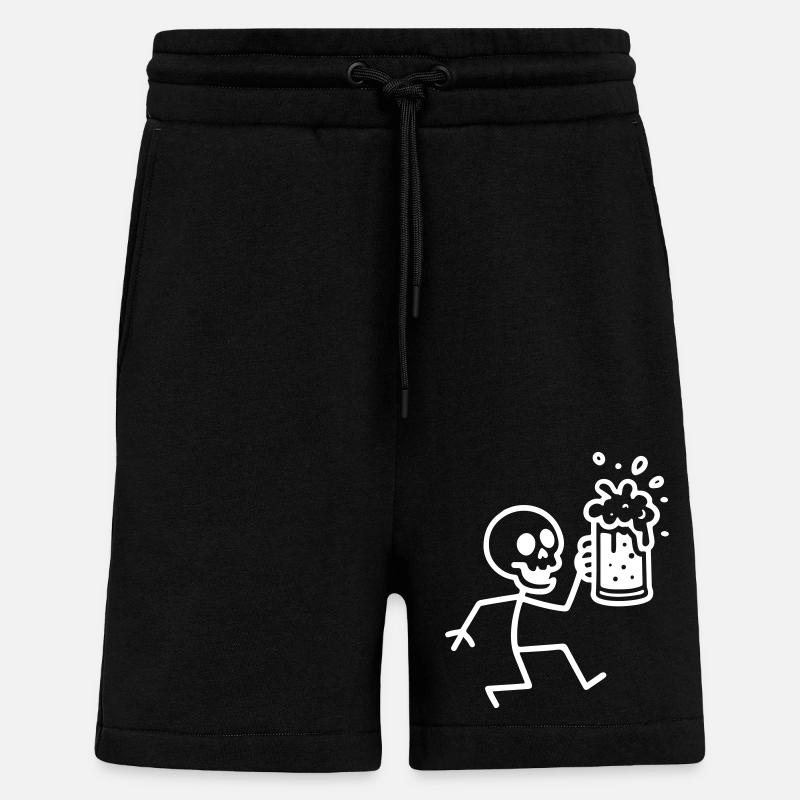Squelette Bière Drôle - Short bio décontracté fabriqué en UE - SOLID BLACK