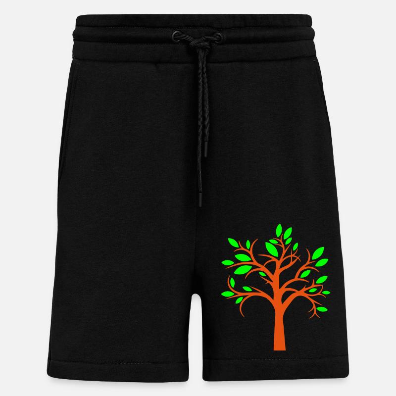 Tree Beautiful Leaves Nature Forest Tree Silhouette - Shorts - made by SPREAD - SOLID BLACK