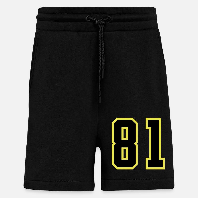 Maillot à numéros 81 - Short bio décontracté fabriqué en UE - SOLID BLACK
