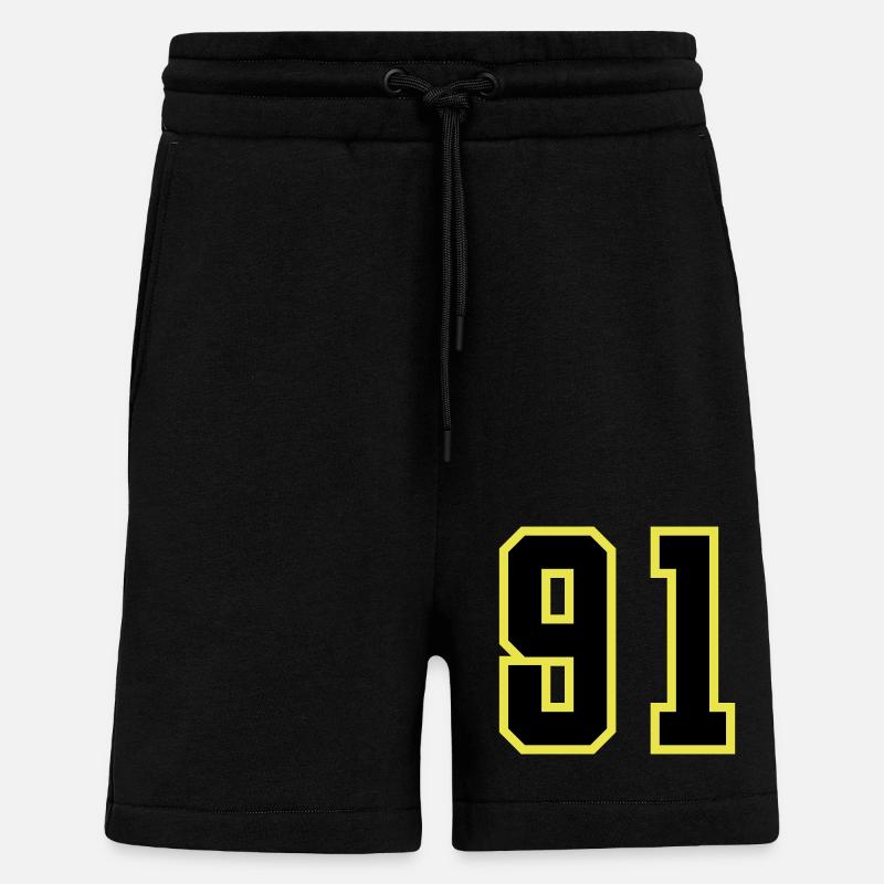 Maillot à numéros 91 - Short bio décontracté fabriqué en UE - SOLID BLACK