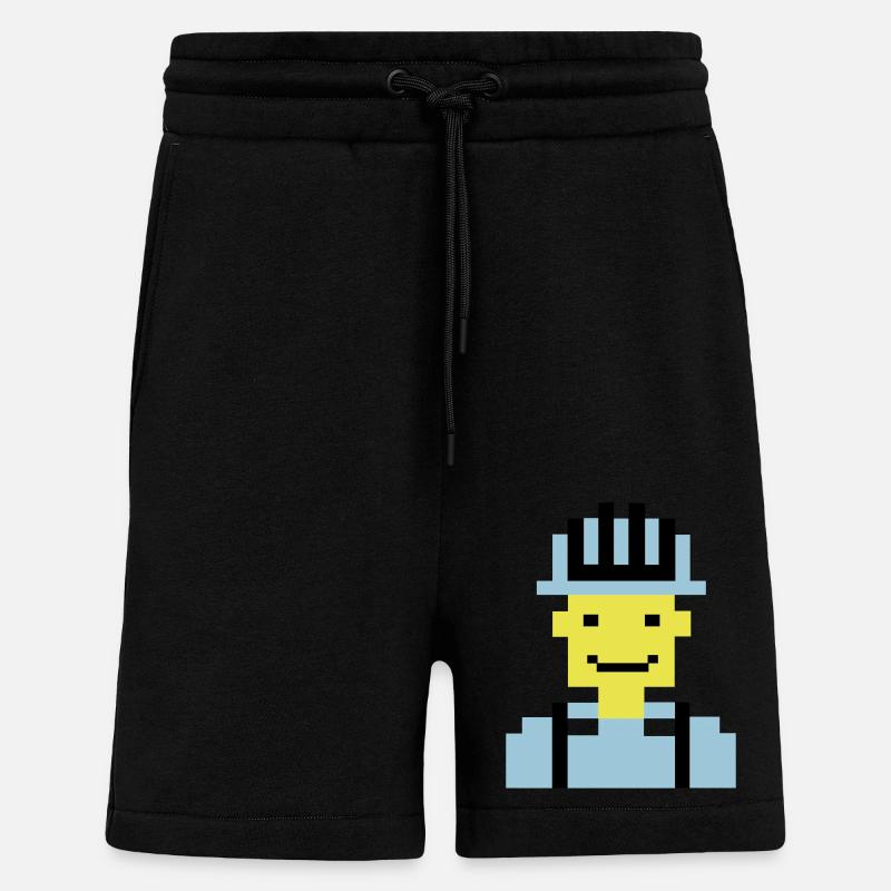 Ouvrier du bâtiment Pixel 01 - Short bio décontracté fabriqué en UE - SOLID BLACK