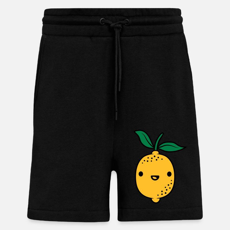 Fruit de citron kawaii - Short bio décontracté fabriqué en UE - SOLID BLACK
