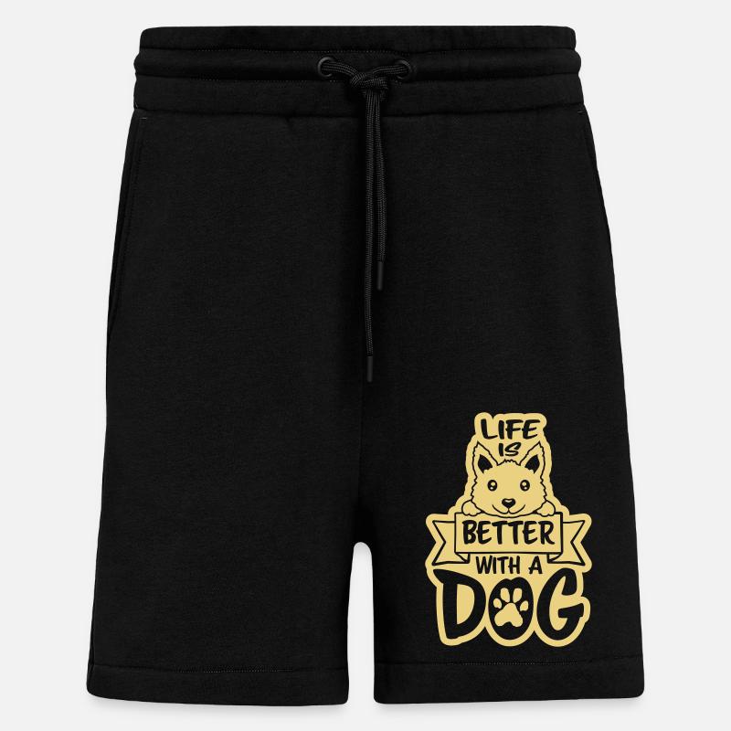 better with a dog - Shorts - made by SPREAD - SOLID BLACK