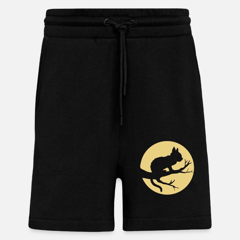 Tree Moon Black Cat - Shorts - made by SPREAD - SOLID BLACK