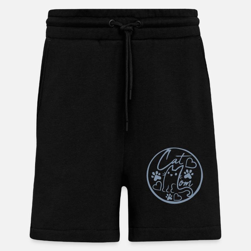 Circle Logo Chat Maman - Short bio décontracté fabriqué en UE - SOLID BLACK
