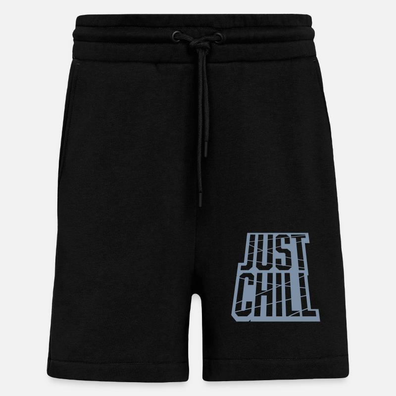 Just Chill Text Logo - Short bio décontracté fabriqué en UE - SOLID BLACK