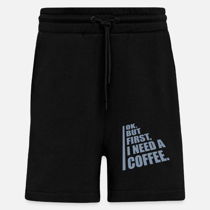 Fist I need Coffee - Shorts - made by SPREAD - SOLID BLACK
