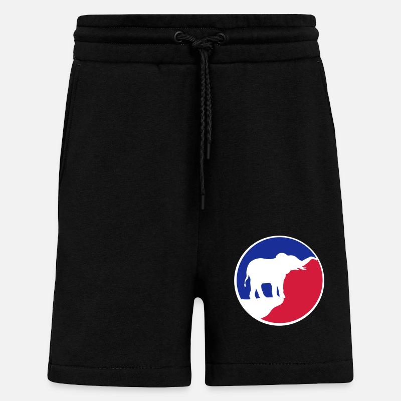 Elephant Silhouette Cliff Moon - Shorts - made by SPREAD - SOLID BLACK
