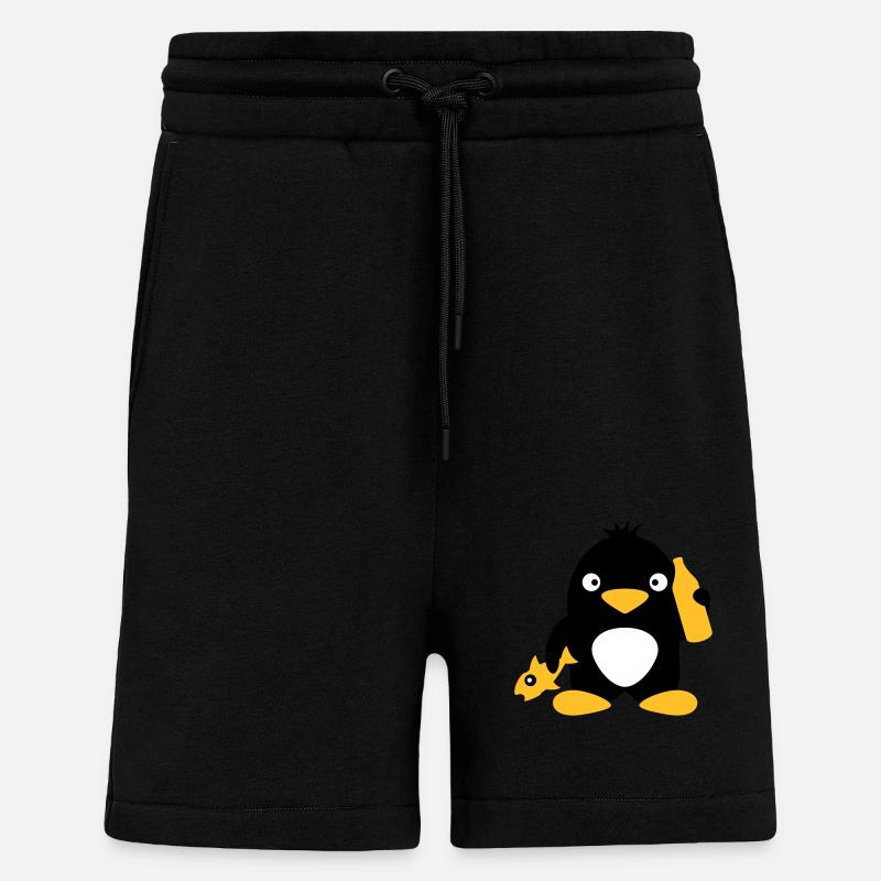 Fish And Beer Penguin - Shorts - made by SPREAD - SOLID BLACK