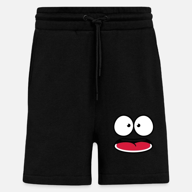 Frightened Insecure Looking Cartoon Face - Shorts - made by SPREAD - SOLID BLACK