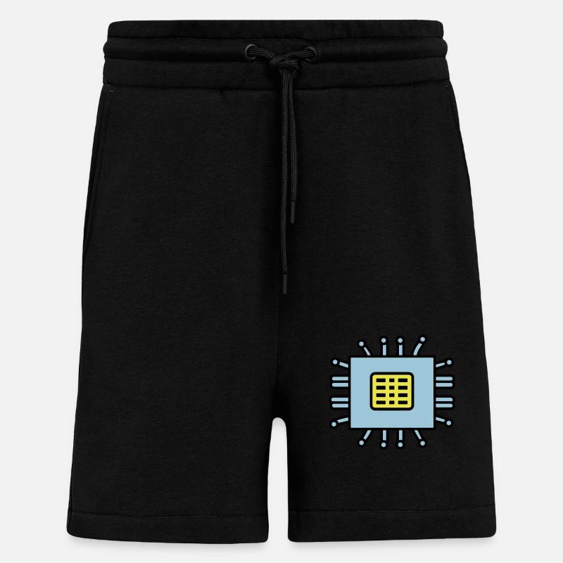 Digital Computer Chip Icon - Shorts - made by SPREAD - SOLID BLACK