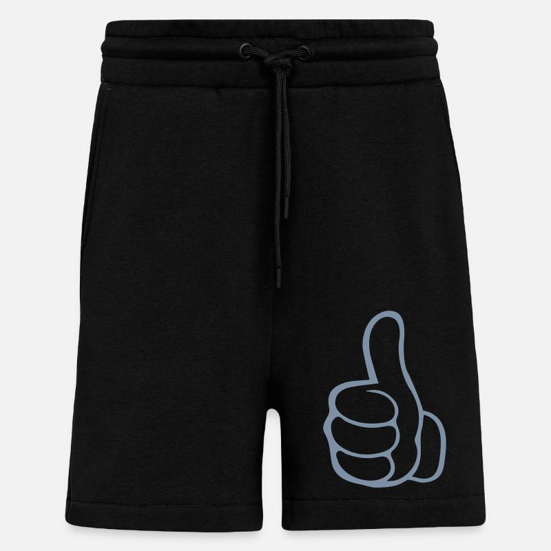 Pouce levé de la main - Short bio décontracté fabriqué en UE - SOLID BLACK