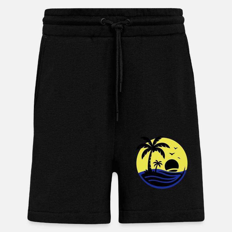 Île Palmiers Mer - Short bio décontracté fabriqué en UE - SOLID BLACK