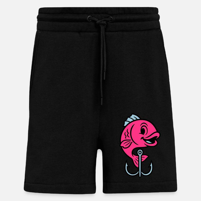 Fish Fish Hook Comic - Shorts - made by SPREAD - SOLID BLACK